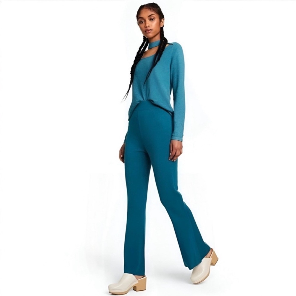 Victor Glemaud x Target Women's High-Rise Flare Sweater Pants - Teal Blue Medium